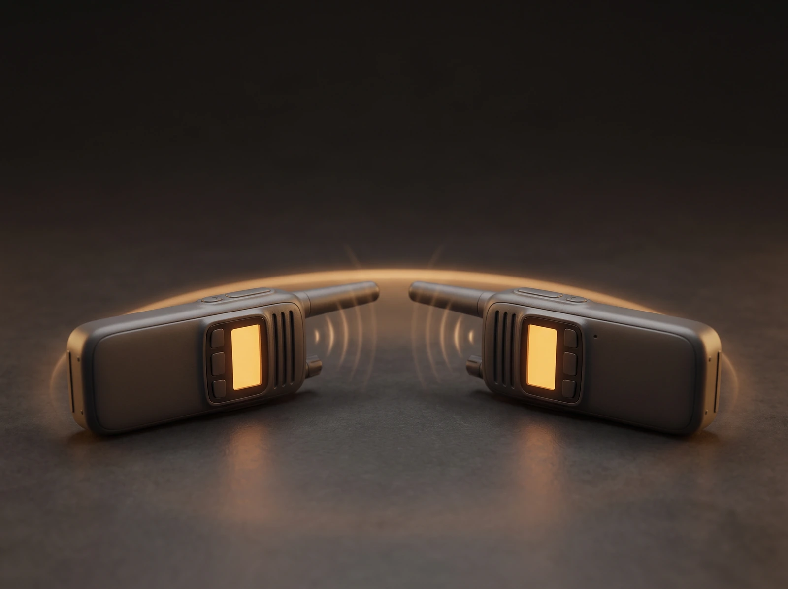 Two radios exchanging an amber signal.